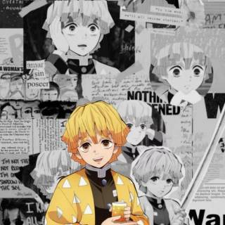 Zenitsu vs Kaigaku poster wallpaper