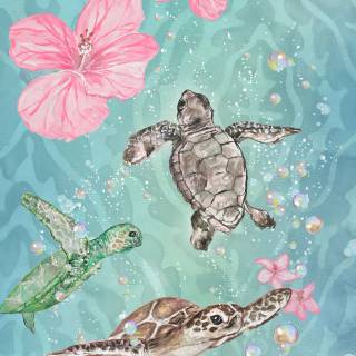 Preppy ocean with turtles wallpaper