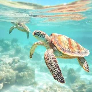 Preppy ocean with turtles wallpaper
