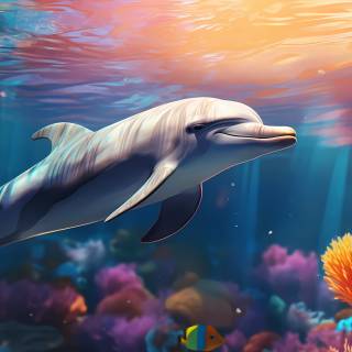 Ocean with dolphins wallpaper