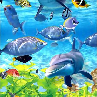 Ocean with dolphins wallpaper