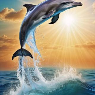 Ocean with dolphins wallpaper