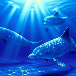 Ocean with dolphins wallpaper