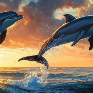 Ocean with dolphins wallpaper