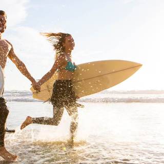 Surfing beach wallpaper