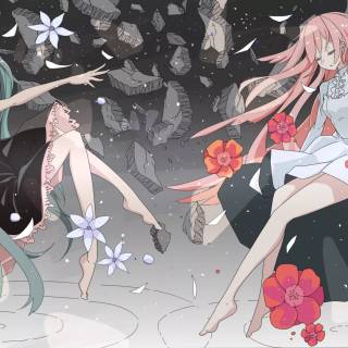 Megurine Luka and Hatsune Miku wallpaper