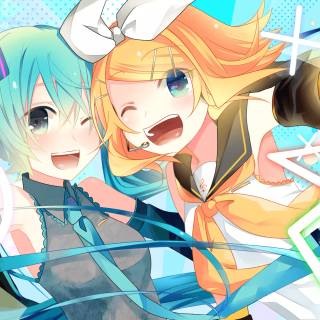 Kagamine Rin and Hatsune Miku wallpaper
