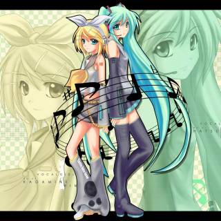 Kagamine Rin and Hatsune Miku wallpaper