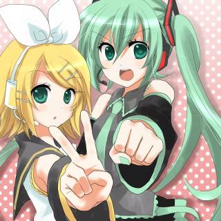 Kagamine Rin and Hatsune Miku wallpaper