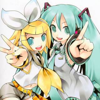 Kagamine Rin and Hatsune Miku wallpaper