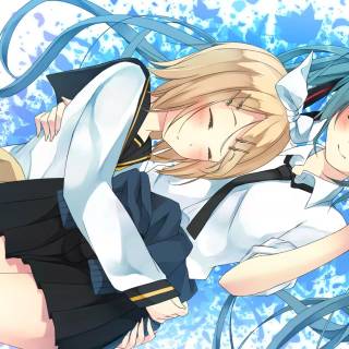 Kagamine Rin and Hatsune Miku wallpaper