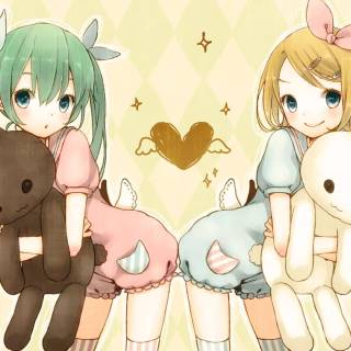 Kagamine Rin and Hatsune Miku wallpaper