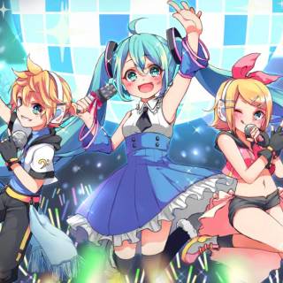 Kagamine Rin and Hatsune Miku wallpaper