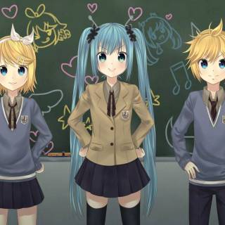 Kagamine Rin and Hatsune Miku wallpaper