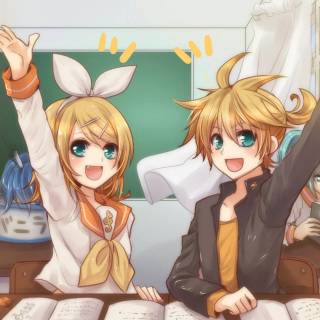 Kagamine Rin and Hatsune Miku wallpaper