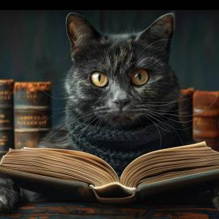 Cats and books wallpaper