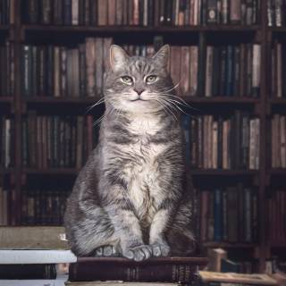 Cats and books wallpaper