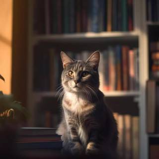 Cats and books wallpaper