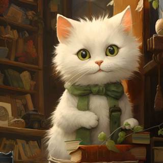 Cats and books wallpaper