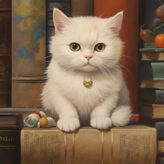 Cats and books wallpaper
