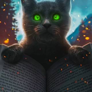 Cats and books wallpaper