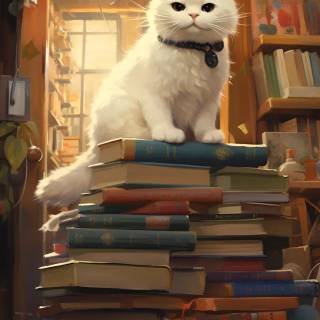 Cats and books wallpaper