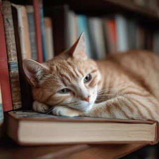 Cats and books wallpaper
