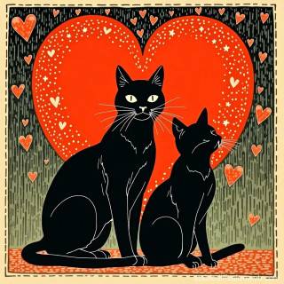 Black cat Valentines wallpaper
