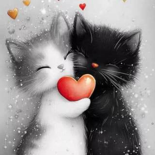 Black cat Valentines wallpaper