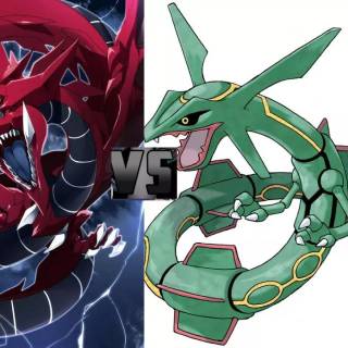 Mega Rayquaza vs Slifer The Sky Dragon wallpaper