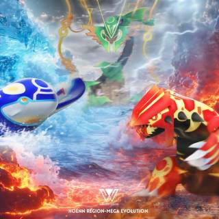 Mega Rayquaza vs Slifer The Sky Dragon wallpaper
