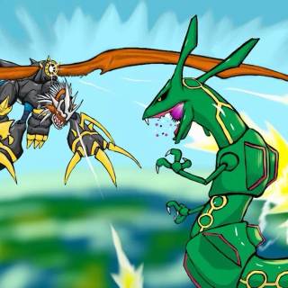 Mega Rayquaza vs Slifer The Sky Dragon wallpaper