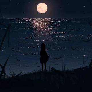 Moonlight seascape wallpaper