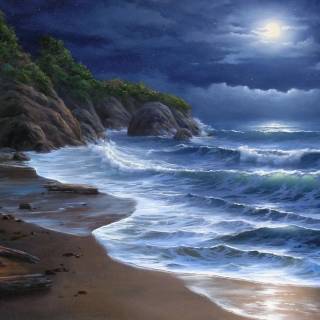 Moonlight seascape wallpaper