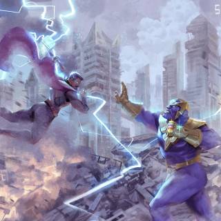 Thanos fighting wallpaper