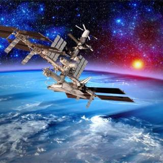 Galaxy space station wallpaper