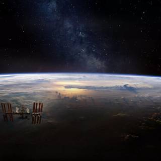 Galaxy space station wallpaper