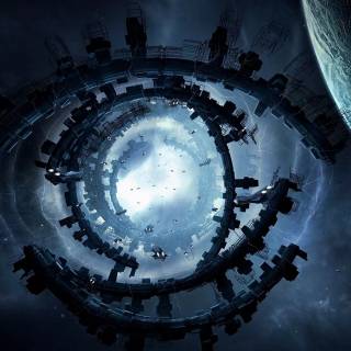 Galaxy space station wallpaper