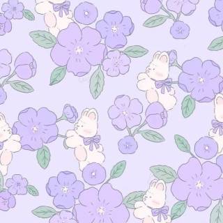 Lavender cartoon flowers wallpaper