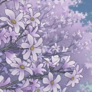 Lavender cartoon flowers wallpaper