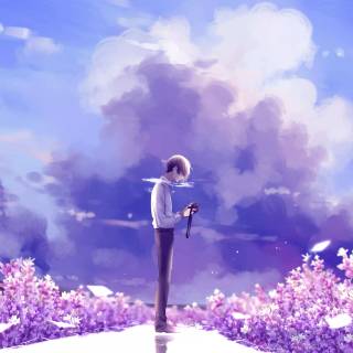 Lavender cartoon flowers wallpaper