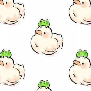 Duck and frog wallpaper