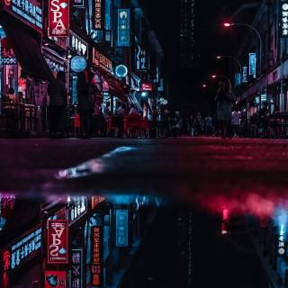 Neon city night wallpaper