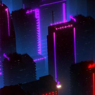 Neon city mobile wallpaper