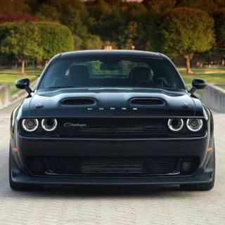Dodge Challenger black 4k wallpaper