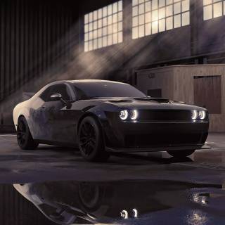 Dodge Challenger black 4k wallpaper
