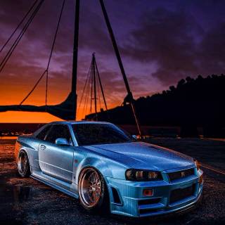 Nissan Skyline GTR R34 phone wallpaper