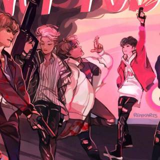 BTS anime phone wallpaper