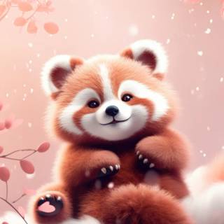 Red panda cartoon wallpaper