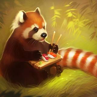 Red panda cartoon wallpaper